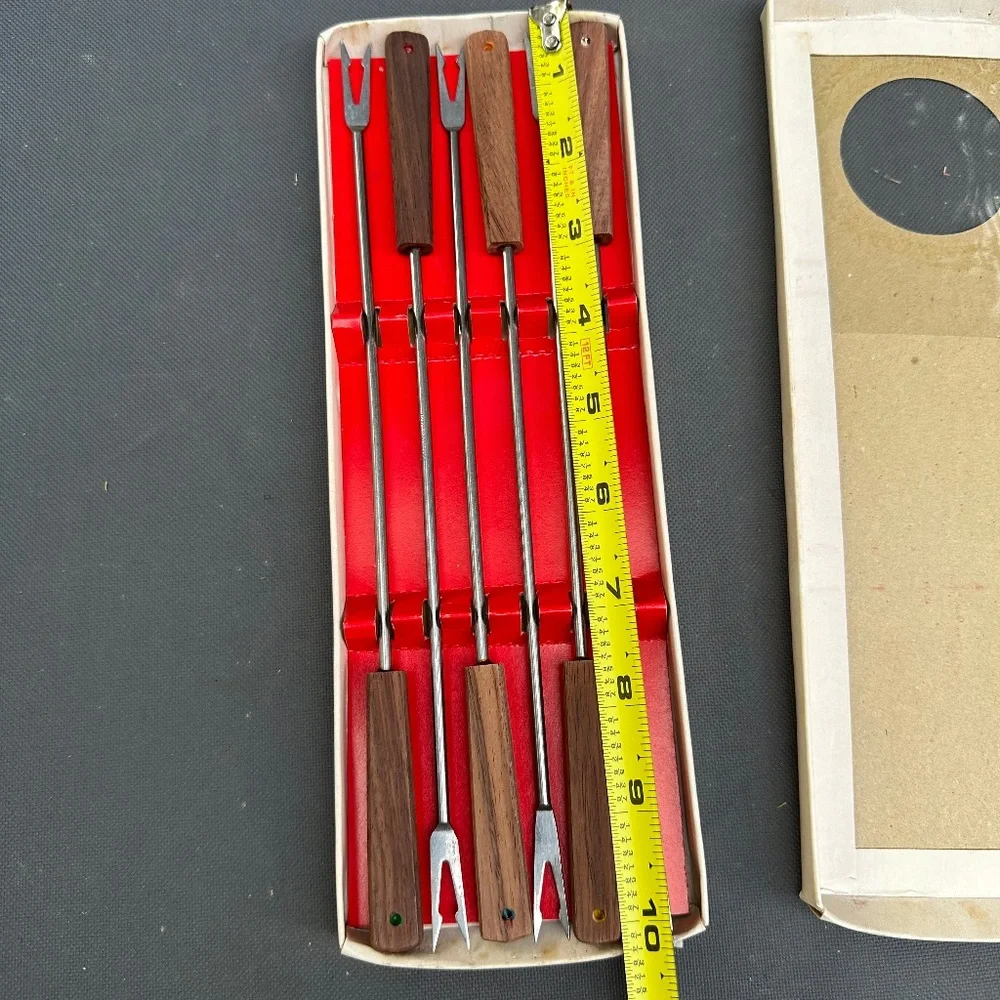 VTG Fondue Fork set of 6 Rosewood w/colored ends / Made in Japan MCM Mid Century